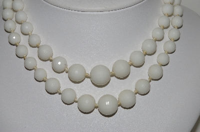 +MBA #E44-028  "Vintage Made In Germany Double Strand White Acrylic Bead Necklace"