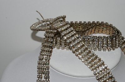 **MBA #E44-126  "Vintage Silvertone Clear Crystal Rhinestone Belt"