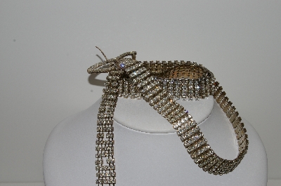 **MBA #E44-126  "Vintage Silvertone Clear Crystal Rhinestone Belt"