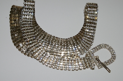 **MBA #E44-126  "Vintage Silvertone Clear Crystal Rhinestone Belt"