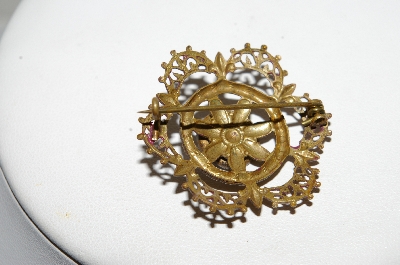 +MBA #E44-070   "Vintage Goldtone Opal Glass Pin"