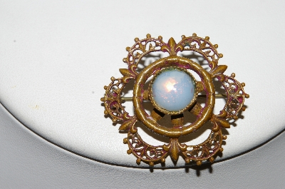 +MBA #E44-070   "Vintage Goldtone Opal Glass Pin"