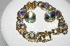 +MBA #E44-184   "Vintage Gold Tone AB Crystal Rhinestone Bracelet & Earrings"