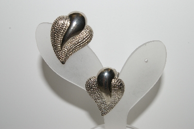 +MBA #E44-039   "Vintage Silver Plated Fancy Clip On Earrings"