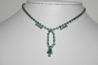 +MBA #E44-116    "Vintage Blue Crystal Rhinestone Choker"