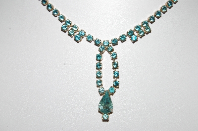 +MBA #E44-116    "Vintage Blue Crystal Rhinestone Choker"