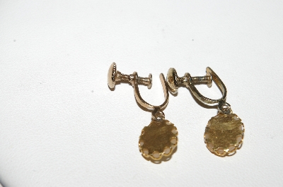 +MBA #E44-119   "Vintage Gold Filled Small Hand Carved Shell Cameo Earrings"