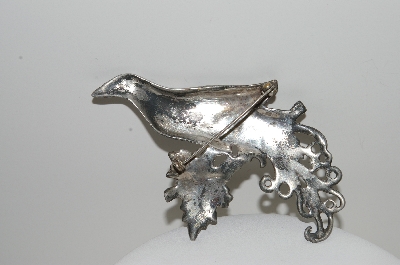 **MBA #E44-017    "Vintage Silver Plated Fancy Bird Pin"
