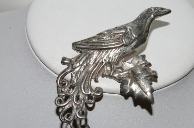 **MBA #E44-017    "Vintage Silver Plated Fancy Bird Pin"