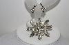+MBA #E44-239    "Vintage Silvertone Clear Crystal Rhinestone Pin & Earring Set"