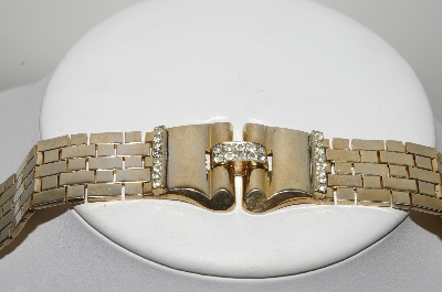 +MBA #E44-251    "Trifari Gold Tone Crystal Rhinestone Bracelet"