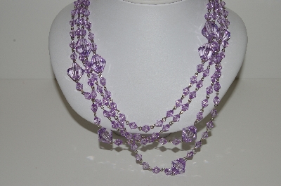 +MBA #E44-261   "Set Of 2 Faceted Lavender Lucite Bead Necklaces"