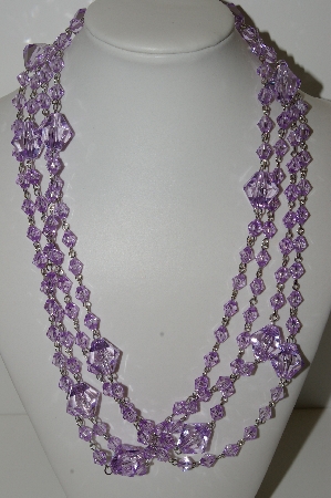 +MBA #E44-261   "Set Of 2 Faceted Lavender Lucite Bead Necklaces"