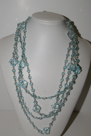 +MBA #E44-271    "Set Of 2 Faceted Light Blue Lucite Bead Necklaces"