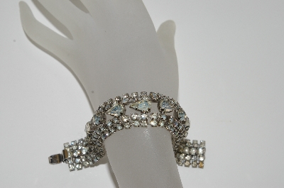 +MBA #E45-126   "Vintage Silvertone Clear Crystal Rhinestone Bracelet"
