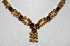 +MBA #E45-085   "Vintage Goldtone Brown & Citrine Colored Rhinestone Necklace"