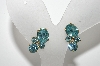 +MBA #E45-049   "Vintage Made In Austria Gold Tone Blue Crystal Rhinestone Screw Back Earrings"