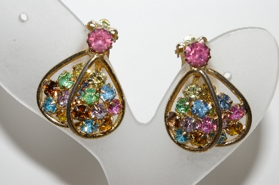 +MBA #E45-215   "Judy Lee Goldtone Rhinestone Butterfly Pin & Earring Set"