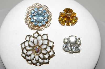 **MBA #E45-184   "Vintage Lot Of 4 Rhinestone Pins"