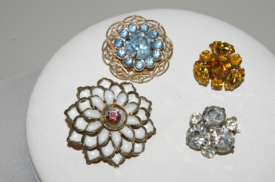 **MBA #E45-184   "Vintage Lot Of 4 Rhinestone Pins"