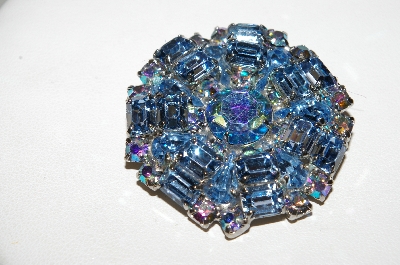 +MBA #E45-223   "Weiss Silvertone Blue Rhinestone Pin"