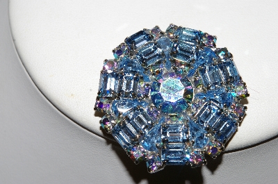 +MBA #E45-223   "Weiss Silvertone Blue Rhinestone Pin"