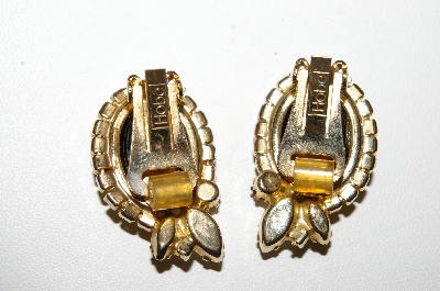 +MBA #E45-011   "Hobe Gold Tone Cameo & Rhinestone Earrings"