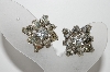 +MBA #E45-218   "Vintage Silvertone Clear Crystal Fancy Rhinestone Clip On Earrings"