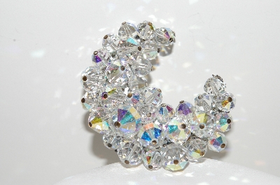**MBA #E45-174   "Vintage Silvertone AB Crystal Bead Pin"