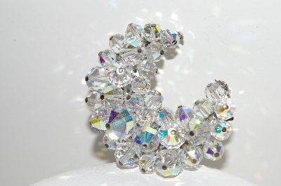**MBA #E45-174   "Vintage Silvertone AB Crystal Bead Pin"