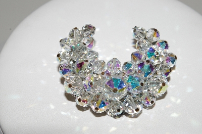 **MBA #E45-174   "Vintage Silvertone AB Crystal Bead Pin"