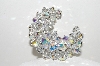 **MBA #E45-174   "Vintage Silvertone AB Crystal Bead Pin"