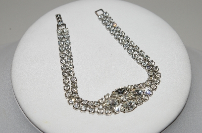 +MBA #E45-143   "Vintage Silvertone Clear Crystal Rhinestone Bracelet"