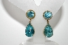 +MBA #E45-046   "Coro Goldtone Blue Rhinestone Drop Earrings"