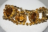 +MBA #E45-157   "Vintage Gold Tone Brown & Citrine Colored Rhinestone Bracelet"