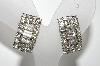 +MBA #E45-031   "Vintage Silvertone Square Clear Crystal Rhinestone Earrings"