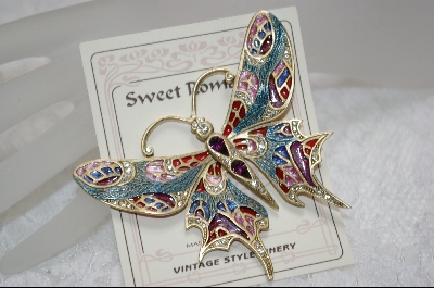 +Sweet Romance Vintage Crystal ButterFly Pin