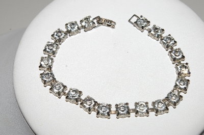 +MBA #E45-139   "Vintage Silvertone Clear Crystal Rhinestone Bracelet"