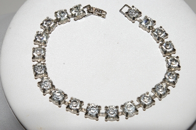 +MBA #E45-139   "Vintage Silvertone Clear Crystal Rhinestone Bracelet"