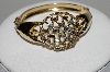+MBA #E45-159   "Judy Lee Gold Plated Blue Rhinestone Hinged Bracelet"