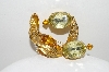 **MBA #E46-065   "Vintage Goldtone Yellow & Citrine Colored Stone Pin"