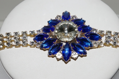 +MBA #E46-152   "Husar D. Blue & Clear Fancy Rhinestone Bracelet"