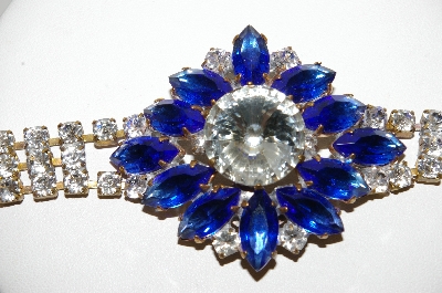 +MBA #E46-152   "Husar D. Blue & Clear Fancy Rhinestone Bracelet"