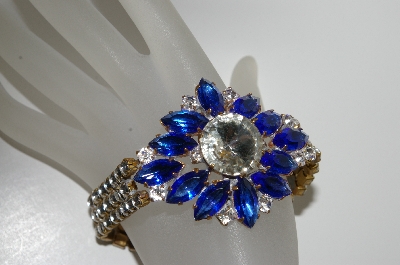 +MBA #E46-152   "Husar D. Blue & Clear Fancy Rhinestone Bracelet"