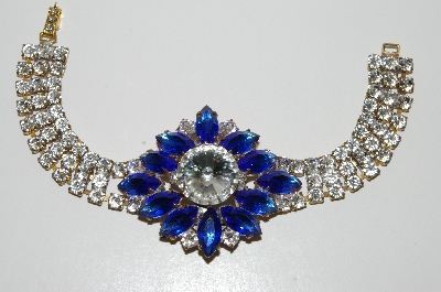 +MBA #E46-152   "Husar D. Blue & Clear Fancy Rhinestone Bracelet"