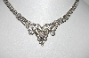 +MBA #E46-028   "Vintage Silvertone Fancy Clear Crystal Rhinestone Necklace"