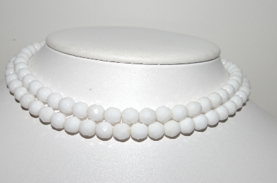 +MBA #E46-005   "Laguna White Milk Glass Bead 2 Row Necklace"