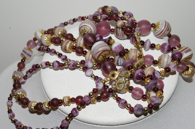 +MBA #E46-024   "Vintage Fancy Purple Glass Bead 2 Strand  Necklace"