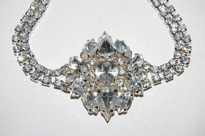 +MBA #E47-082   "Vintage Silvertone Fancy Clear Crystal  Rhinestone Bracelet"
