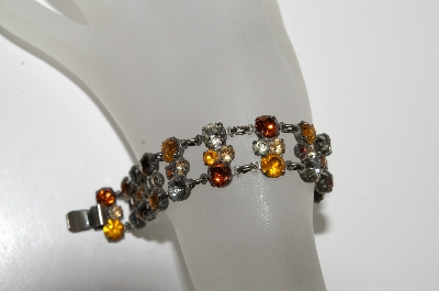 +MBA #E47-078   "Vintage Silvertone Multi Colored Crystal Rhinestone Bracelet"